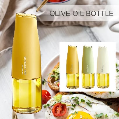 Automatic Opening and Closing Oil Pot for Kitchen-500ml/17oz Glass Olive Oil Dispenser Bottle Soy Sauce Vinegar Dispenser for BBQ Grill Frying (White)